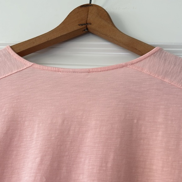 J Jill Cotton Modal Rayon V-Neck 3/4 Sleeve Pink Top w Side Vents Pink Size Lrg - Picture 9 of 9